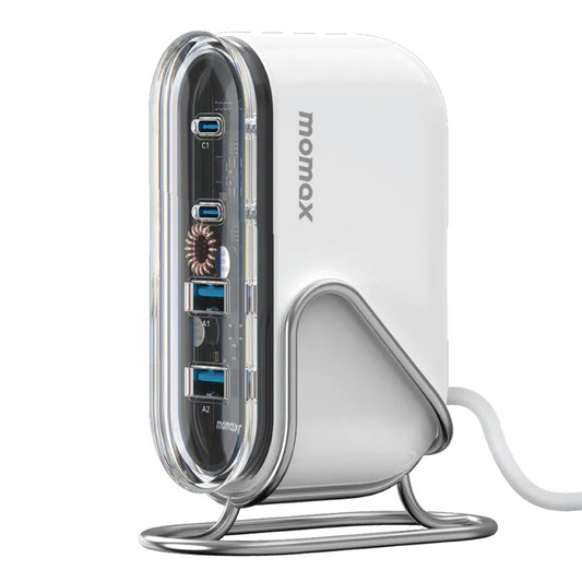 Momax 1-Charge Flow 80W Quad Output Desktop GaN Charging Station - Fast & Efficient Charging for Multiple Devices