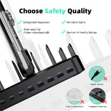 320W Multi-Device Charging Station with 10 USB C Ports – Zobirez Fast Charger Dock for MacBook, iPhone, iPad, Android, Tablets – Organized Family Charging Solution, Black