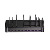 320W Multi-Device Charging Station with 10 USB C Ports – Zobirez Fast Charger Dock for MacBook, iPhone, iPad, Android, Tablets – Organized Family Charging Solution, Black