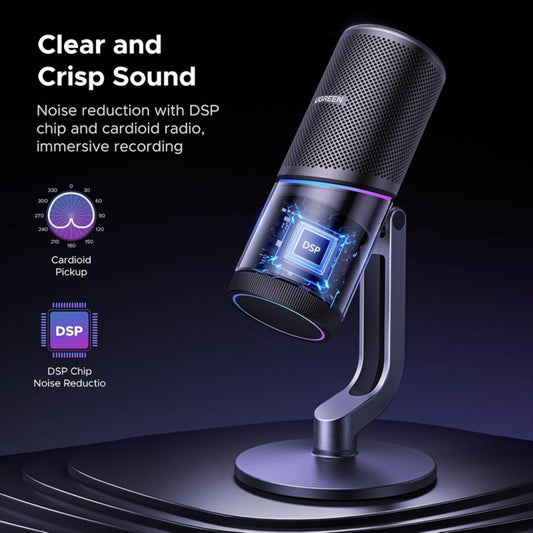UGREEN USB Microphone for PC with RGB Lights – High-Fidelity Condenser Mic for Streaming, Gaming, Podcasting & Recording – Compatible with Windows, Mac, Linux & PS5