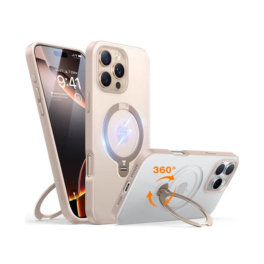 Torras 360° Spin Stand MagSafe Case for iPhone 16 Pro – Desert Gold | Shockproof, Magnetic, and Multi-Angle Stand Protection