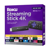 Roku Streaming Stick 4K with Voice Remote and Long-Range Wi-Fi - Black | HDR10+ Support, Compatible with Apple HomeKit, Alexa, Google Assistant