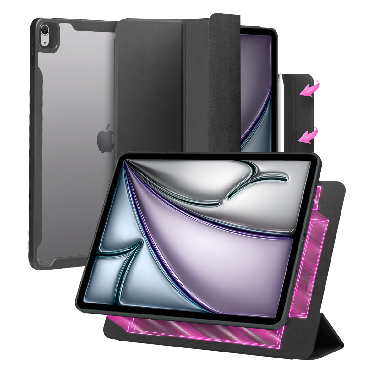 Araree HIFOLIO Magnetic Case for iPad Air 13" M2 – Shock-Absorbing Protection, Auto Wake-Up, and Apple Pencil Holder