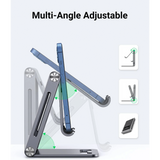 UGREEN Adjustable Aluminum Phone Holder – Foldable & Portable Stand with Cable Cut-out