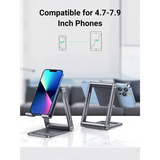 UGREEN Adjustable Aluminum Phone Holder – Foldable & Portable Stand with Cable Cut-out