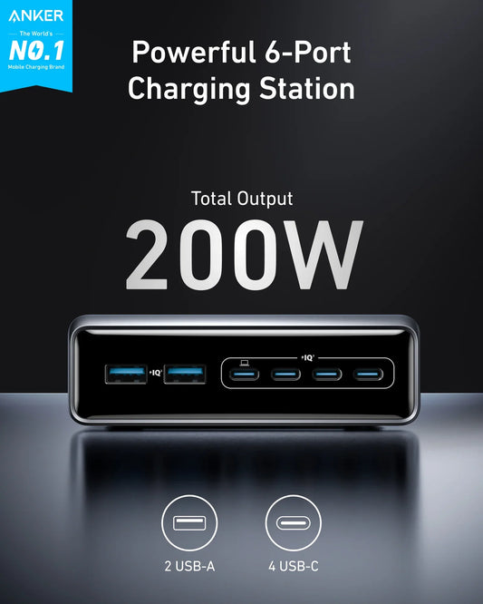 Anker Prime Charger (200W, 6 Ports, GaN) | A2683