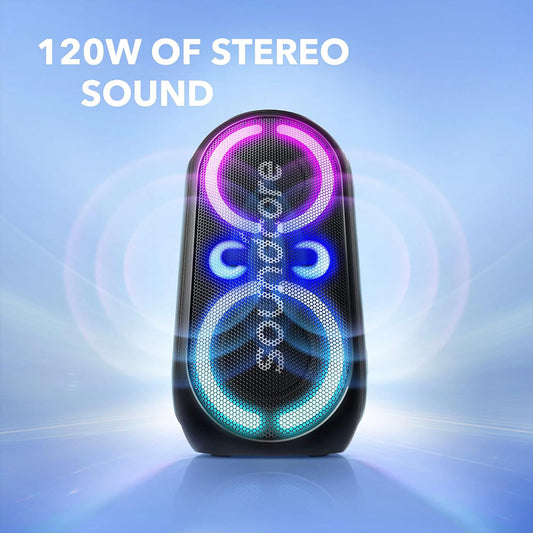 Anker Soundcore Rave Party 2 – 120W Portable Bluetooth Speaker with Deep Bass, PartyCast 2.0, Light Show, IPX4 Water Resistance & 16H Battery Life