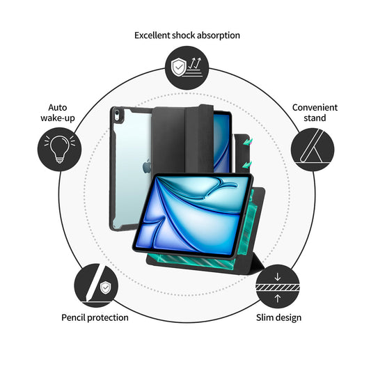 Araree HIFOLIO Magnetic Case for iPad Air 11" - Premium Shock Absorption, Auto Wake-Up, and Pencil Protection