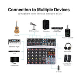 BOMGE 6-Channel Audio Mixer - Professional Digital DJ Mixer with MP3 Module, Bluetooth, and USB Sound Card