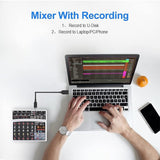 BOMGE 6-Channel Audio Mixer - Professional Digital DJ Mixer with MP3 Module, Bluetooth, and USB Sound Card