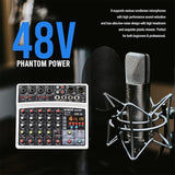 BOMGE 6-Channel Audio Mixer - Professional Digital DJ Mixer with MP3 Module, Bluetooth, and USB Sound Card