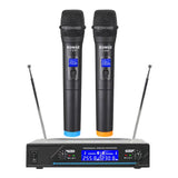 BOMGE V-230 2 Channel Wireless Handheld Microphone – Digital Modulation, Noise Cancelling, Certified for Karaoke, Conference & Stage Performances