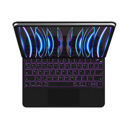 Blupebble Magic Folio Keyboard Case with Trackpad for iPad Air/Pro 10.9″ / 11″ – Bilingual English & Arabic, Bluetooth, USB-C Charging
