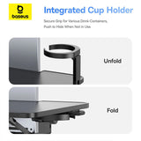Baseus MagPro II Versatile Car Mount - Foldable Laptop Desk with 360° Rotatable Phone Holder, Adjustable Height, Easy Installation for Backseat Headrest, Black