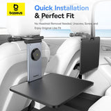 Baseus MagPro II Versatile Car Mount - Foldable Laptop Desk with 360° Rotatable Phone Holder, Adjustable Height, Easy Installation for Backseat Headrest, Black
