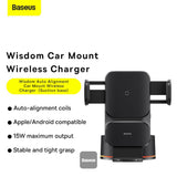 Baseus Qi 15W Wireless Car Charger and Phone Holder with Suction Cup – Fast Charging, Auto Alignment, and Universal Compatibility