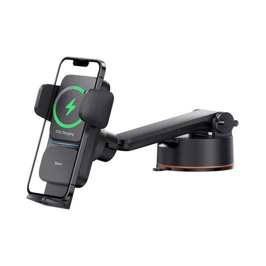Baseus Qi 15W Wireless Car Charger and Phone Holder with Suction Cup – Fast Charging, Auto Alignment, and Universal Compatibility