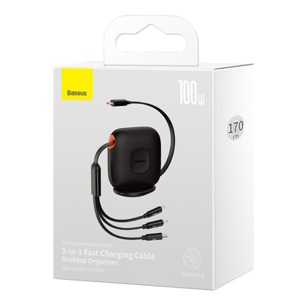 Baseus Traction Series Retractable 3-in-1 Fast Charging Cable 100W from Baseus sold by 961Souq-Zalka