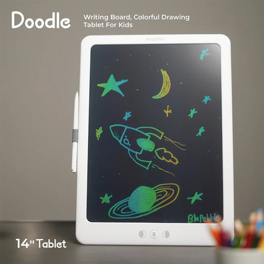Blupebble 14" LCD Writing & Drawing Tablet for Kids – Eco-Friendly, Eye Protection, One-Click Erase, Paper-Free Doodle Board