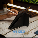 Blupebble New Yorker 13" iPad Air Case with Integrated Stylus Holder & Smart Tri-Fold Stand - Slim, Lightweight, and Durable Protection