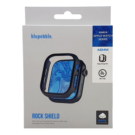 Blupebble Rock Shield Slim Armour with Glass Shield for Apple Watch 46MM - Series 10 Compatible