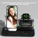 5-in-1 Multifunctional 15W Wireless Charging Station with Bedside Clock - C09