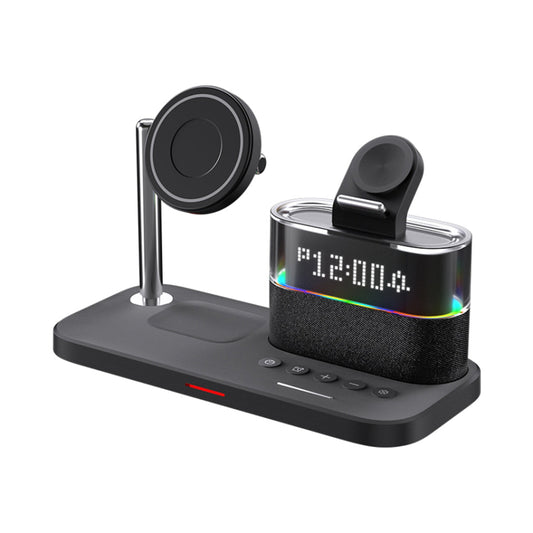 5-in-1 Multifunctional 15W Wireless Charging Station with Bedside Clock - C09