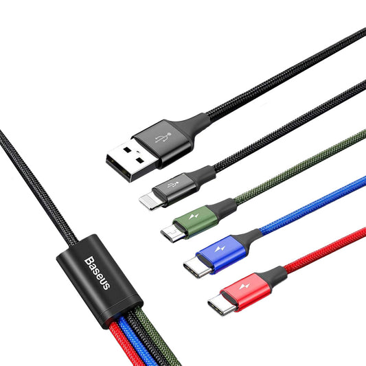 Baseus Fast 4in1 Cable For lightning + Type-C (2) Micro 3.5A 1.2M, CA1T4-B01
