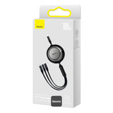 Baseus Bright Mirror 2 Series Retractable 3-in-1 Cable | 100W Fast Charging Data Cable | Type-C to Type-C + Lightning + Micro USB | 1.1M - Black