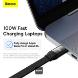 Baseus Bright Mirror 2 Series Retractable 3-in-1 Cable | 100W Fast Charging Data Cable | Type-C to Type-C + Lightning + Micro USB | 1.1M - Black