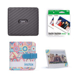 Fujifilm Instax Wide Link Smartphone Printer Photo Kit – Gray | Includes Film, Acrylic Stand & Album