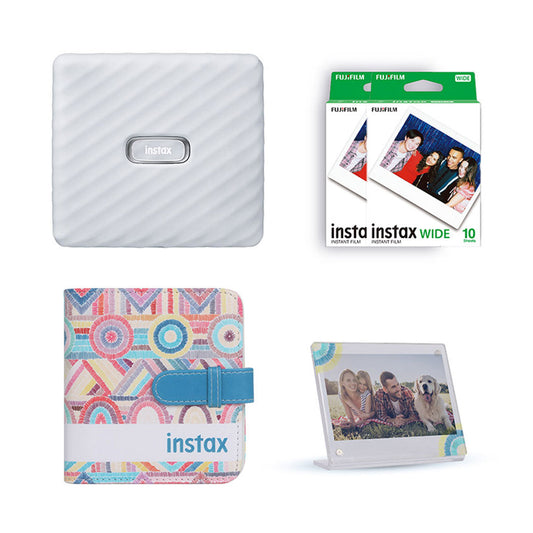Fujifilm Instax Wide Link Smartphone Printer Photo Kit – White | Includes Film, Acrylic Stand & Album