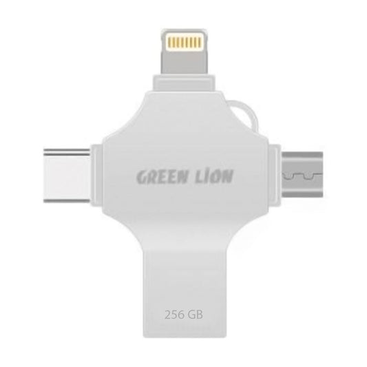 Green Lion 4-in-1 USB Flash Drive 256GB - Silver | GN4IN1USB256SL