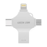 Green Lion 4-in-1 USB Flash Drive 256GB - Silver | GN4IN1USB256SL