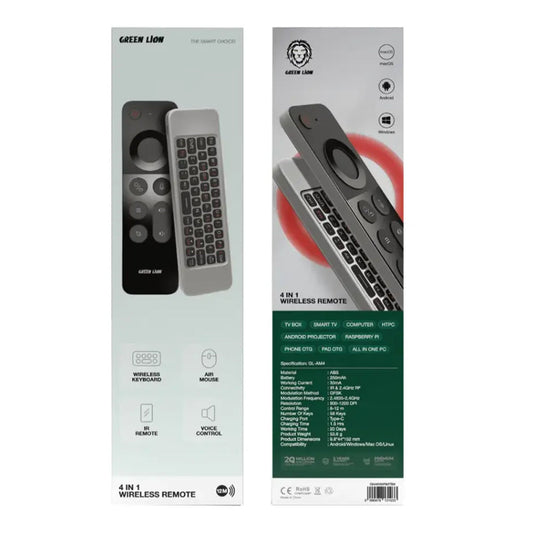 Green Lion 4-in-1 Wireless Remote with Keyboard – Black