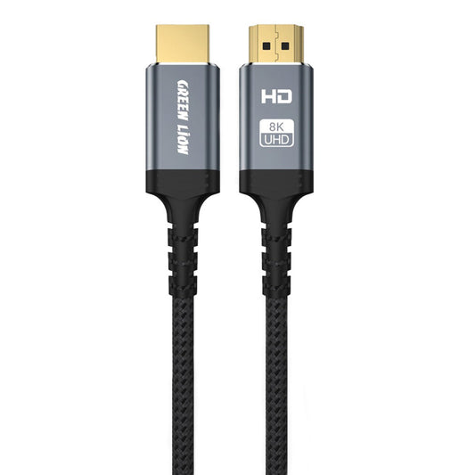Green Lion 8K HDMI Cable 2M – Ultra HD, HDR, VRR, 7.1 Surround Sound, High-Speed Braided Cable