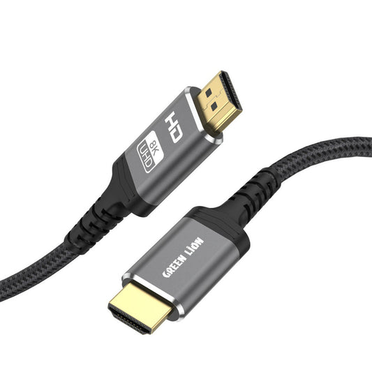 Green Lion 8K HDMI Cable 2M – Ultra HD, HDR, VRR, 7.1 Surround Sound, High-Speed Braided Cable