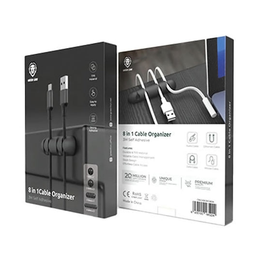 Green Lion 8-in-1 Cable Organizer - Black | Desk Cable Management Solution