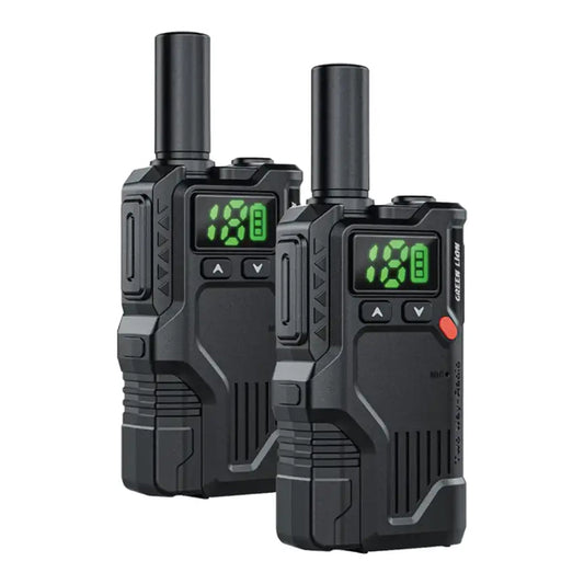 Green Lion GPX600 Long-Range Walkie Talkie – 16-Channel Two-Way Radio, 2500mAh Battery, Type-C Charging – Black