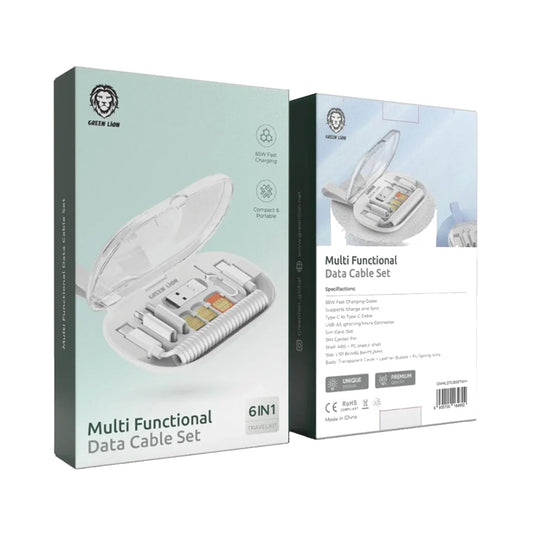 Green Lion Multi functional Data Cable Set - 65W Fast Charging - USB, Lightning, Micro Interfaces - Portable & Compact Design