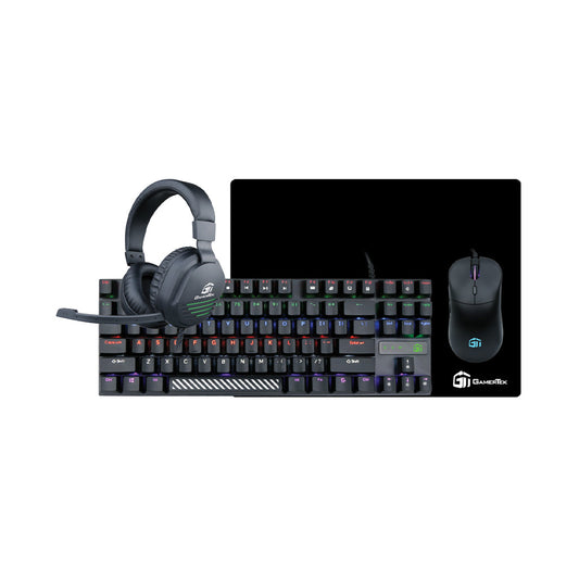 GamerTek Power Pack 4-in-1 Gaming Bundle with RGB Keyboard, High-DPI Mouse, Headset & Mouse Pad