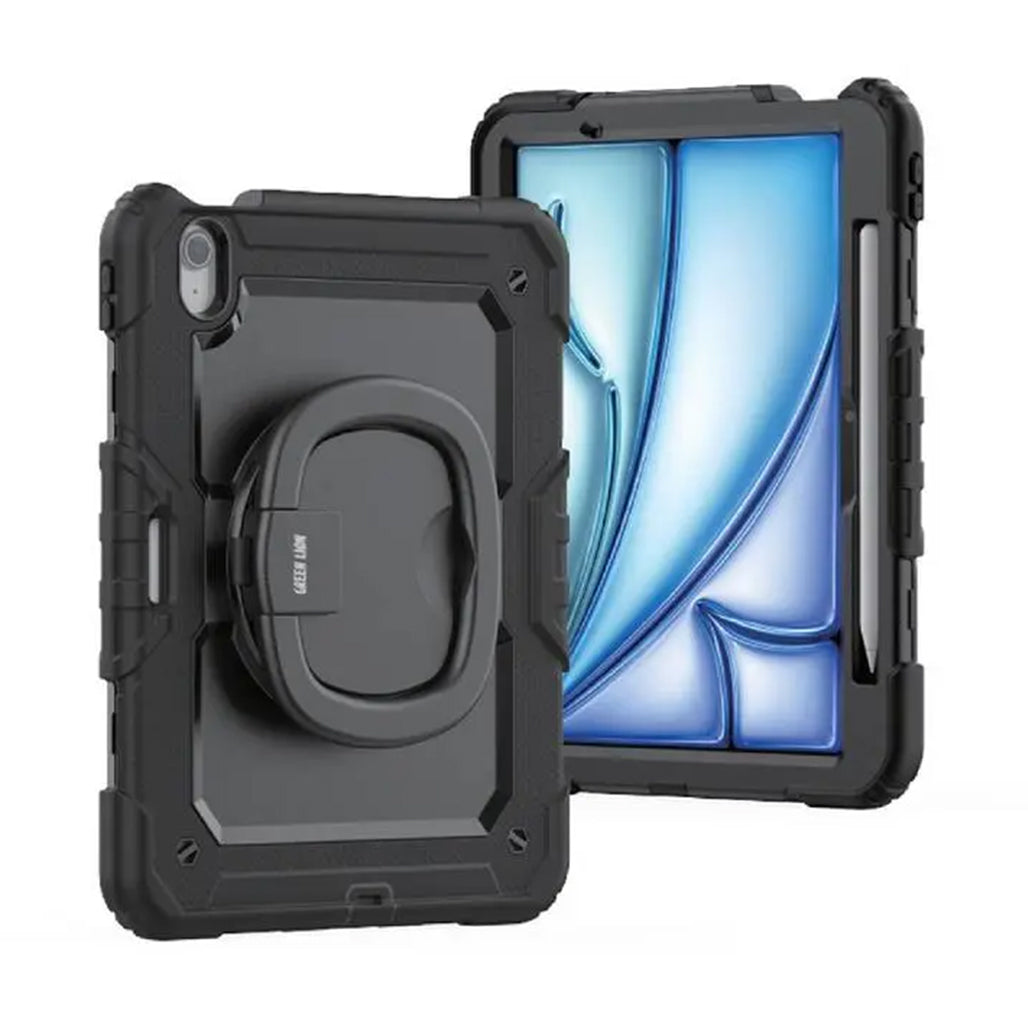 Green Lion Trioshield iPad Air 11" Case with Pencil Holder and Adjustable Handle - Shockproof Protection (Black)
