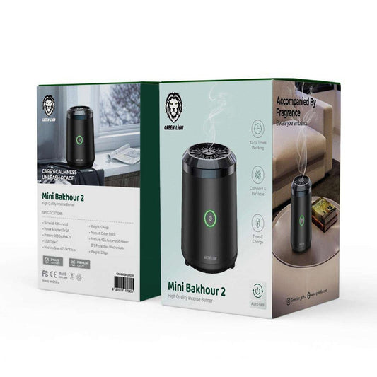 Green Lion Mini Bakhour 2 Incense Burner – Compact, Portable, 2000mAh Battery