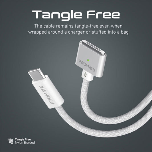 Promate MAGCORD-140PD 140W USB-C to MagSafe 3 Charging Cable for MacBook | High Tensile Strength & 2m Length
