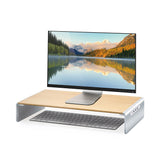 J5Create JCT425 Wood Monitor Stand with USB-C Docking Station – Eco-Friendly Desk Organizer with 4K HDMI and Power Delivery
