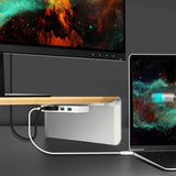 J5Create JCT425 Wood Monitor Stand with USB-C Docking Station – Eco-Friendly Desk Organizer with 4K HDMI and Power Delivery