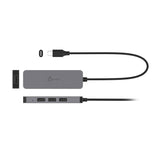 J5Create Laptop Stand with USB 4-Port Hub - Adjustable Aluminum Stand with Integrated USB-C Hub