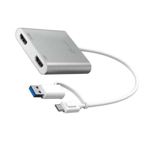 J5Create USB-C to Dual HDMI™ Multi-Monitor Adapter - JCA365 | 4K & 2K Display Support for MacBook® and Windows®