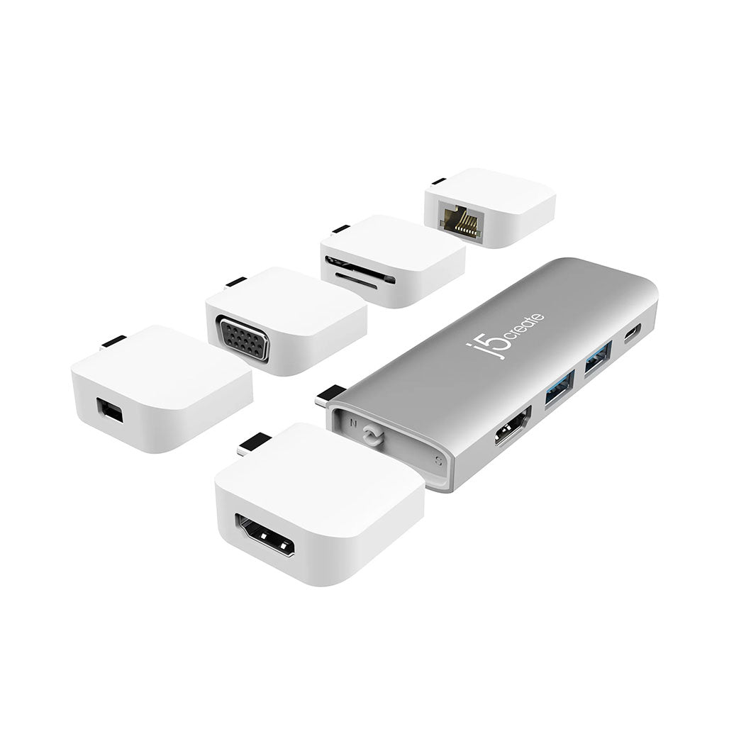 J5Create Ultradrive Kit USB-C Multi-Display Modular Dock JCD389 - 12 Configurations, 4K HDMI, Gigabit Ethernet