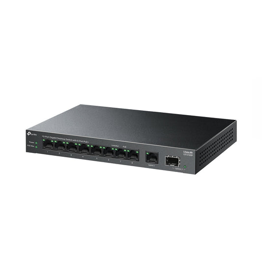 TP-Link LS1210GP 10-Port Gigabit Desktop Switch with 8-Port PoE+ | High-Capacity, Silent Operation